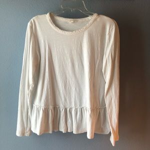 Caslon Peplum White Long Sleeve Tee